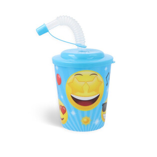 Drickmugg / Glassbägare med sugrör - Smiley (12 st)
