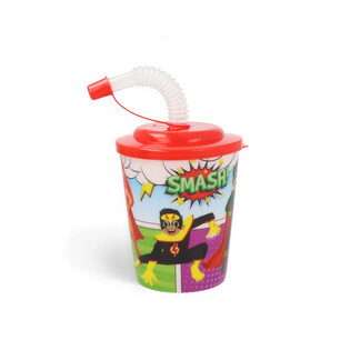 Dryckesmugg / Slushmugg med Sugrör - Superhero (12 st)