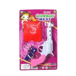 Cowgirl-set f&ouml;r flickor med ljus och ljud (6 st.)